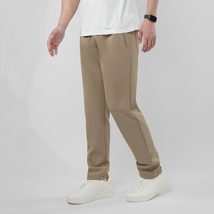 New Ice Silk Cropped Pants for Men, Summer Straight-Leg Drape, Wrinkle-Free Dress Pants, Solid Color Versatile Casual Long Pants for Men