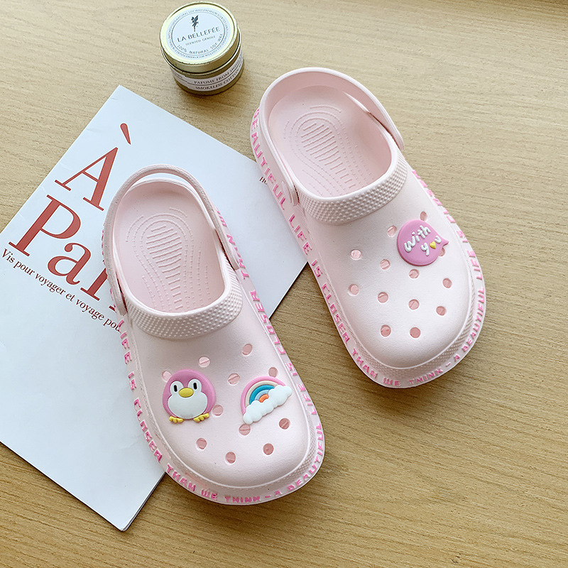 Zapatos con agujeros para mujer Xia ins marea suela gruesa Baotou zapatos de enfermera antideslizantes zapatos de oficina transpirables de moda sandalias y zapatillas para mujer