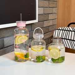 学生大容量高ホウケイ酸ガラスカップ高価値ストローハンディカップ女性の夏のフラワーティーカップポータブルウォーターカップ