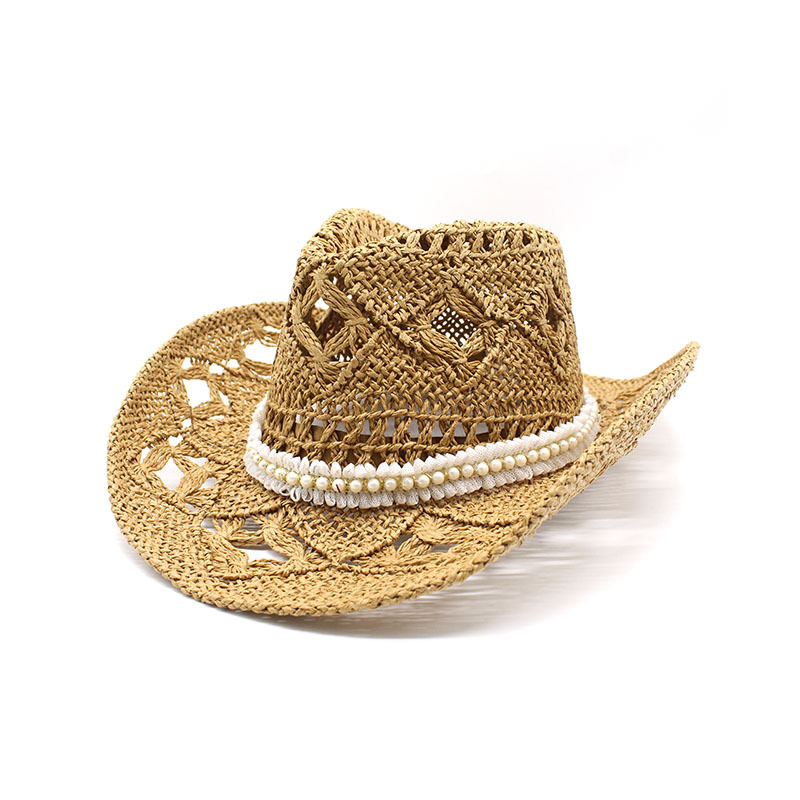 Unisex Cowboy Style Solid Color Big Eaves Straw Hat display picture 4