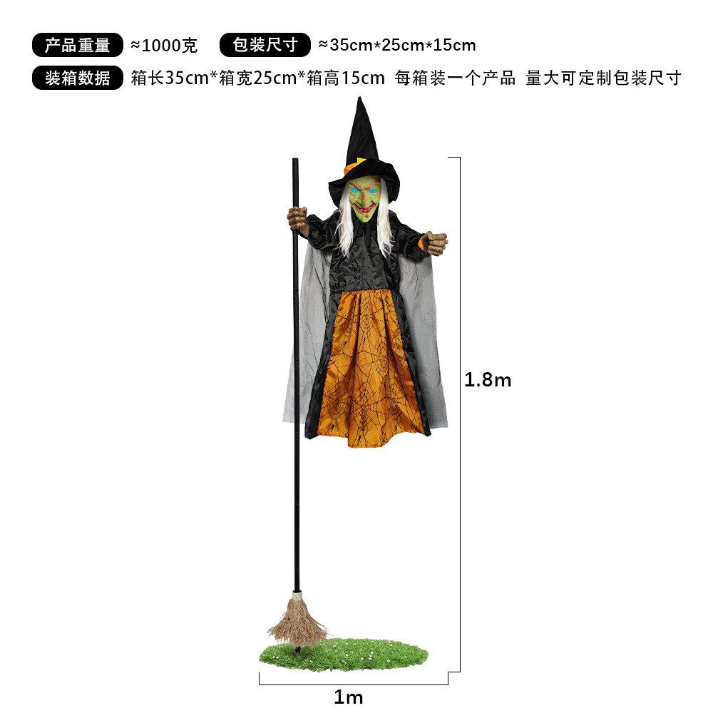 Bruja Colgante Animada de Terror de Tela No Tejida, con Control por Voz y Luz, para Halloween y Casas Embrujadas