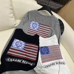 Xinyijia 25ss 新しい ch Crowe 夏薄い微透けグレーバックプリント半袖 T シャツ