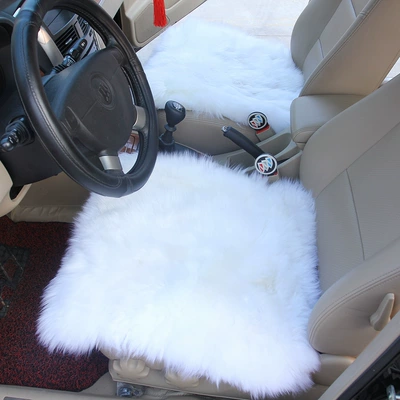 Wool pad Backrest Three-Piece Set Front and Rear - please-choose-a-color-white-a-square-mat-cut-from-the-whole-sheepskin