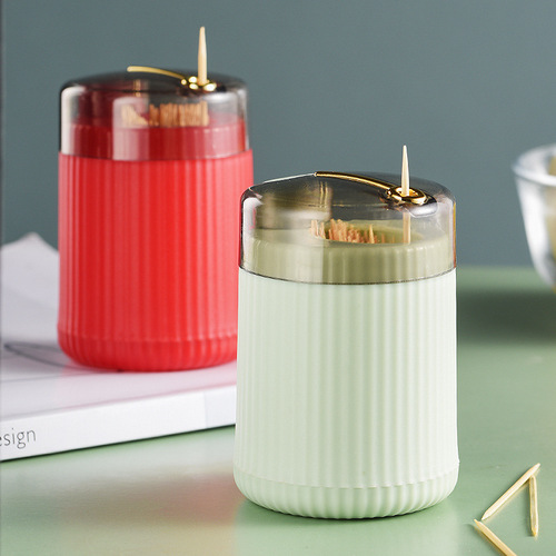 Toothpick tube advertising logo manufacturer wholesale toothpick bottle hotel creative light luxury plastic automatic push toothpick box