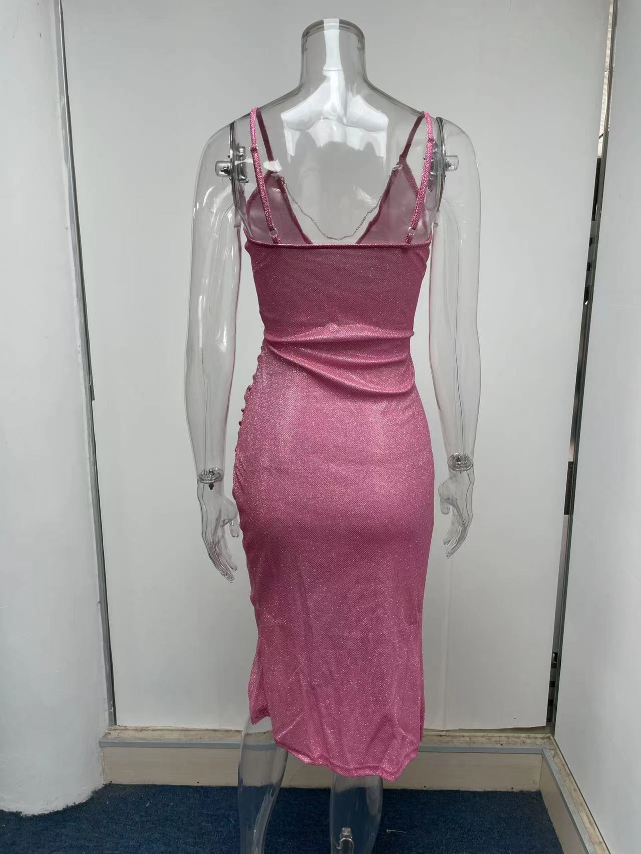 Women Summer Sexy Glitter High Split Slit Deep V Plunge Plunge Strap Dress 9 Women Summer Sexy Glitter High Split Slit Deep V Plunge Plunge Strap Dress