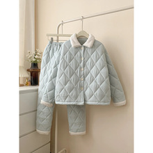 三层夹棉睡衣女冬款加绒加厚家居服女高级感湖南省服棉衣外穿套装