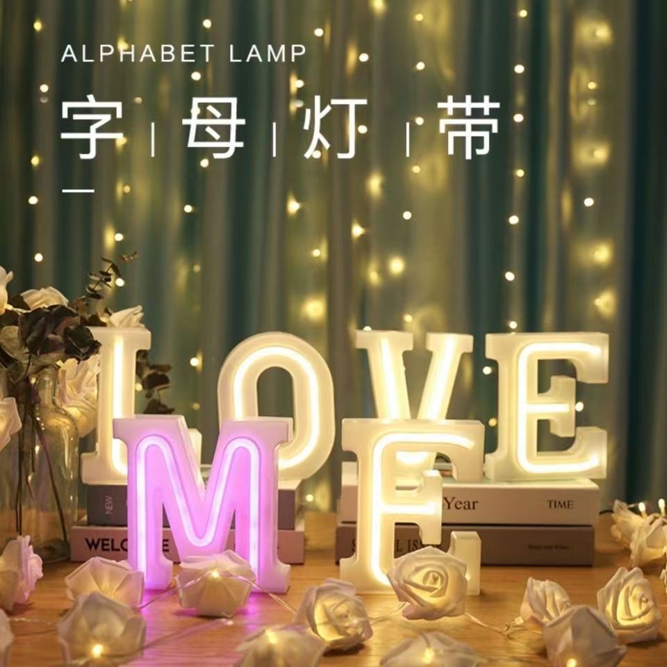 Amazon alfanumérico de neón LED luces decorativas de la fiesta de cumpleaños propuesta de diseño creativo luces decorativas de modelado