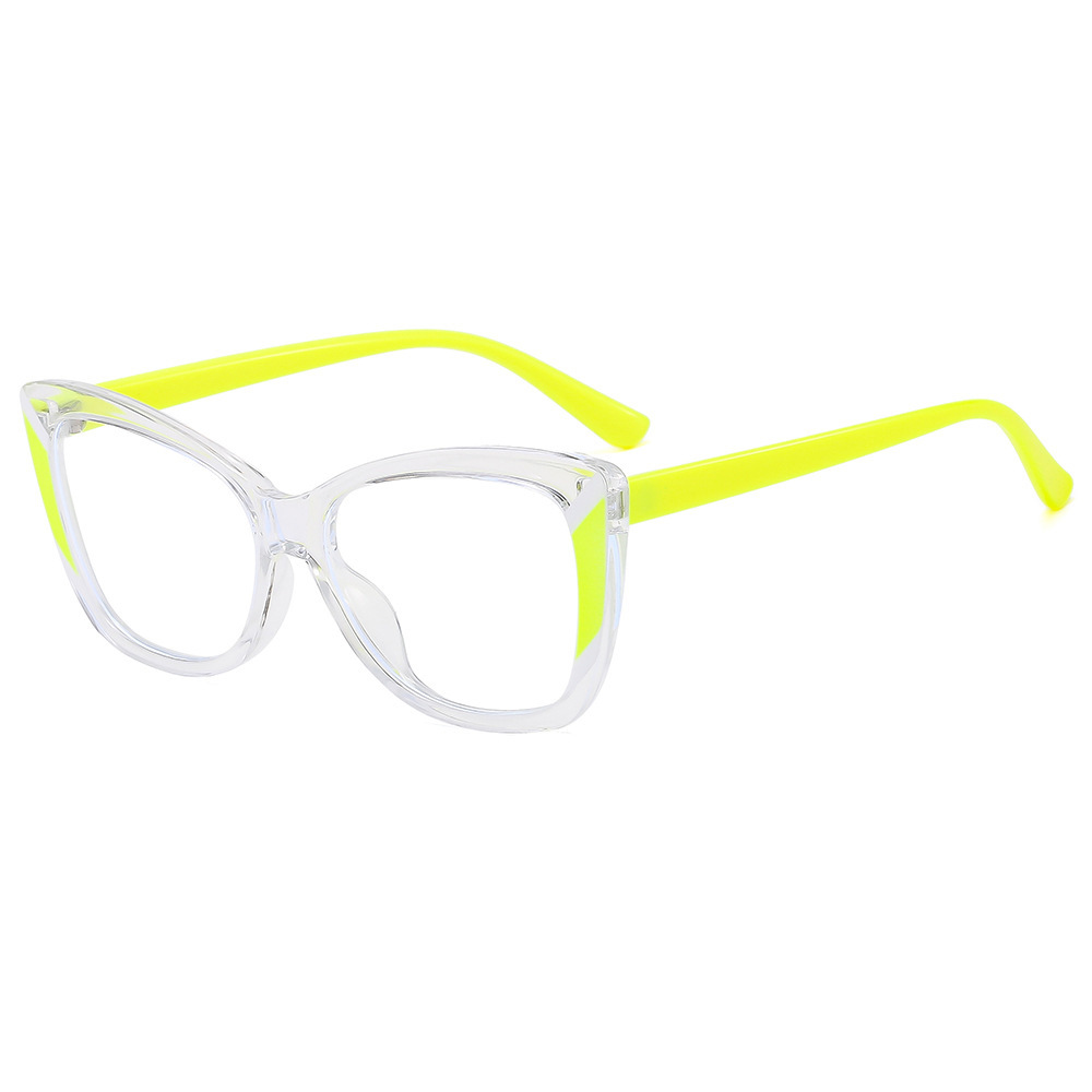 2024 nuevo estilo TR90 color de contraste elegante ojo de gato gafas anti-luz azul personalidad europea y americana gafas de marco de miopía de alta gama