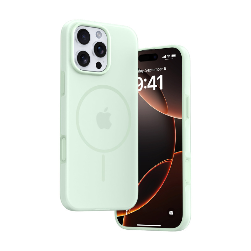 Apple 17 超薄型氷透過性磁気電話ケース iphone16 液体シリコン保護カバー 15 に適した統合ボタン|undefined