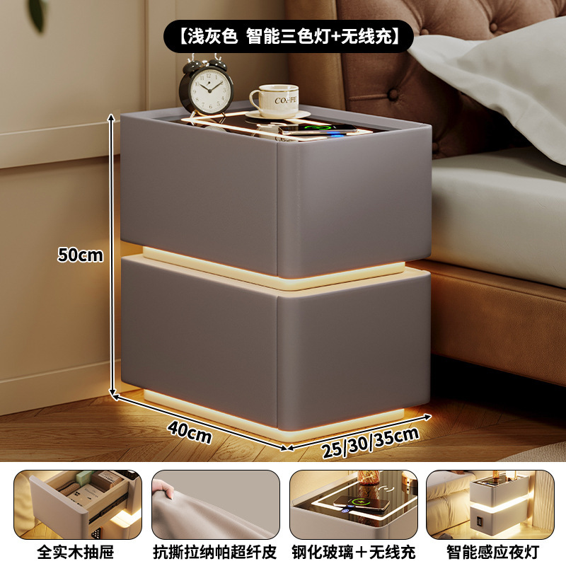 Mesita de noche inteligente simple y moderna pequeña súper estrecha 2024 nueva carga inalámbrica 30 cm dormitorio lado de la cama gabinete estrecho