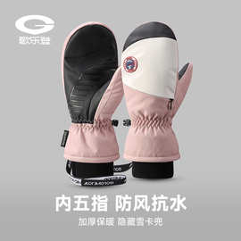 冬季单板滑雪手套男女骑车防水加厚保暖触屏内分五指焖指手套SK27