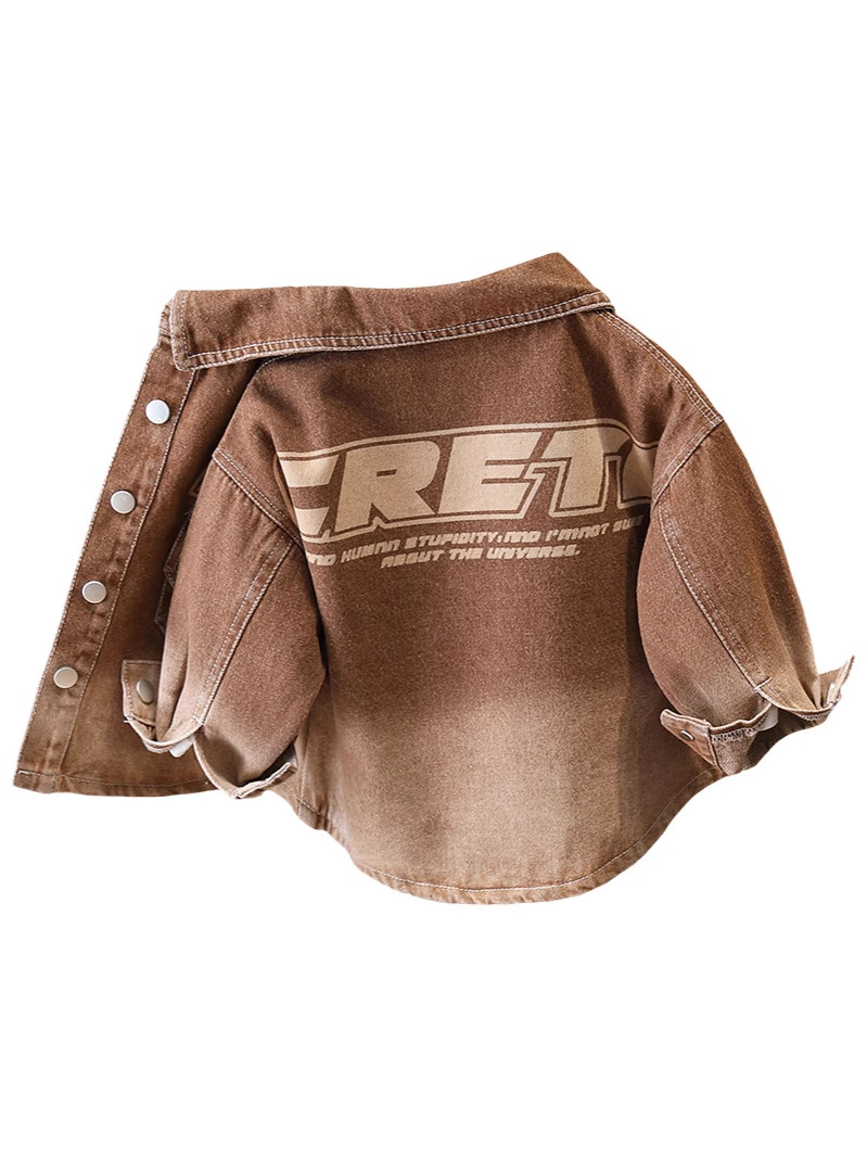 7612 chaqueta de camisa de niño primavera y otoño celebridad de Internet frita ropa de mezclilla de la calle ropa de los niños guapos blusa estampada de primavera