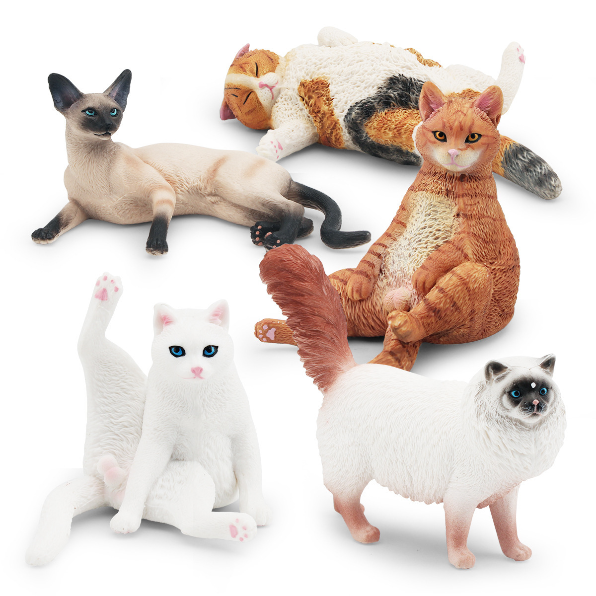 Gato de simulación transfronteriza modelo animal muñeca de tela gato perezoso gato naranja gato siamés gato negro flor gato decoración estática juguete