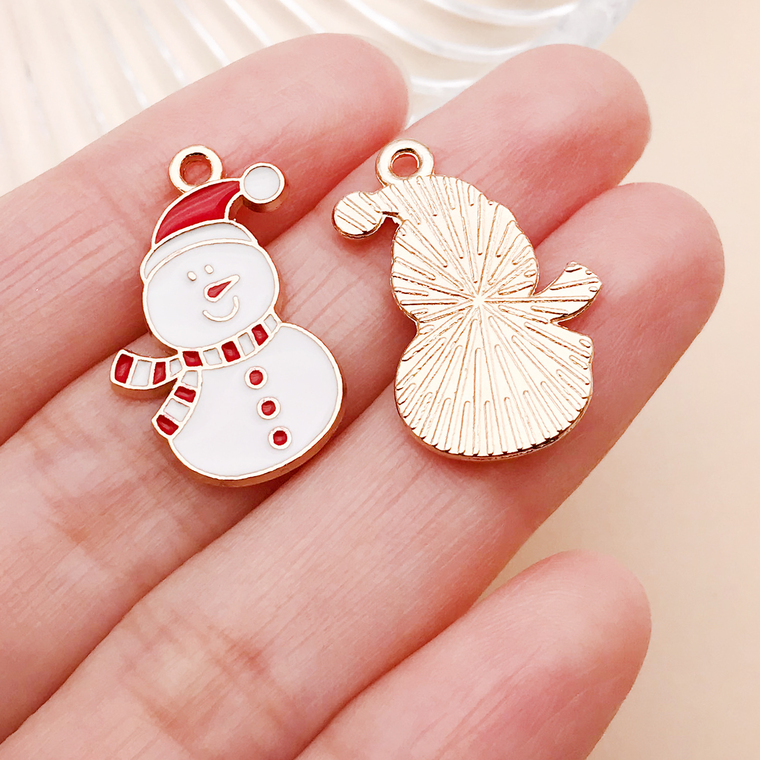 14170-J-白色滴油锌合金圣诞雪人15x24-1.5g