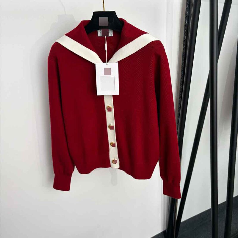 Nanyou High-end Foreign Trade Slim Fit New Style Wool Knit Cardigan with Metal Buttons and Navy Collar, Long Sleeves