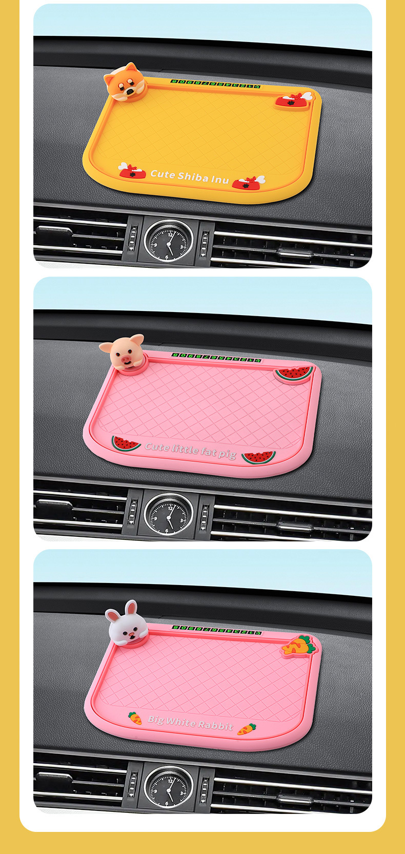 2026 Model 6 Chubby Bobblehead Doll Anti-Slip Mat Car Anti-Slip Mat Mobile Phone Car Anti-Slip Parking Number Mat