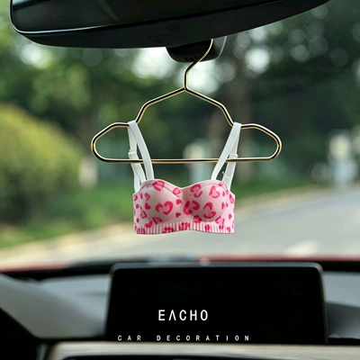 Mini Bra Car Hanging Ornament, Fresh and Cute (Car hanging) - pink-love-style-underwear-pendant-hanger
