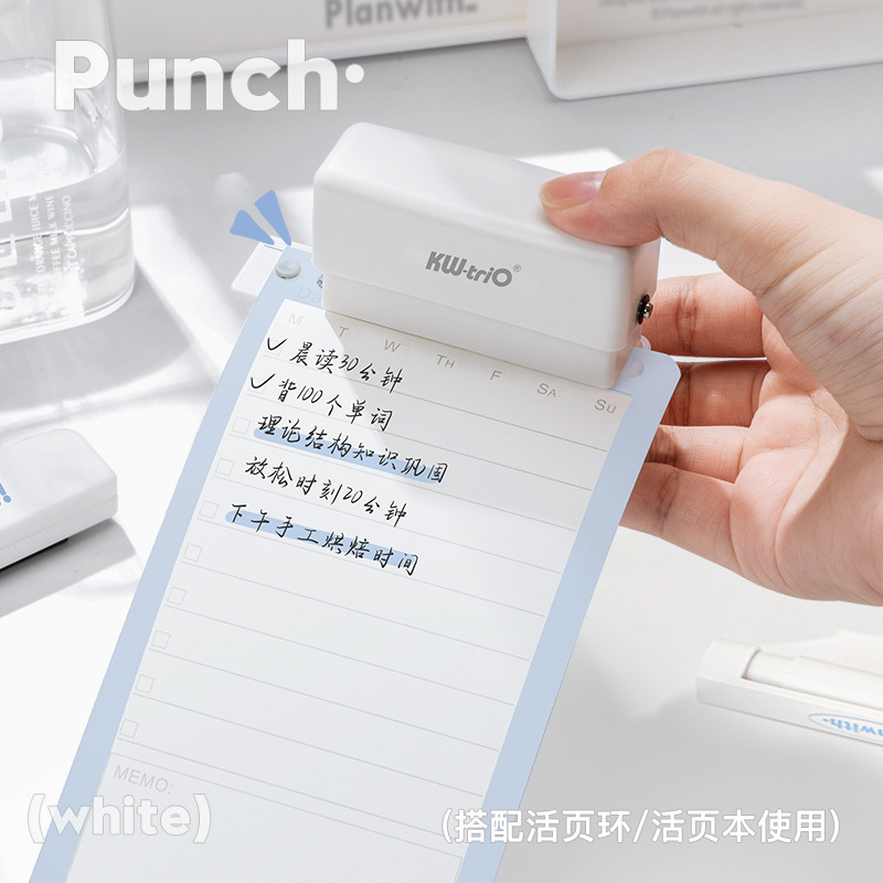Universal hole puncher, ring, tear-off sheet