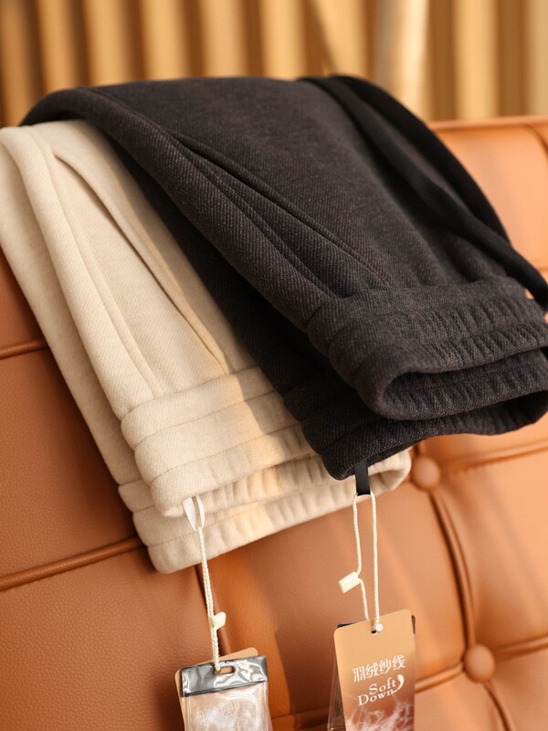 800g Acetate Wool + down Mulberry Silk! Warm and Slimming Look Mid-High Waist Wide Leg Woolen Pants for Women Winter G103103