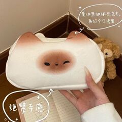 新款卡通笔袋可爱奶乎乎烤面包小猫文具盒高颜值少女毛绒收纳袋