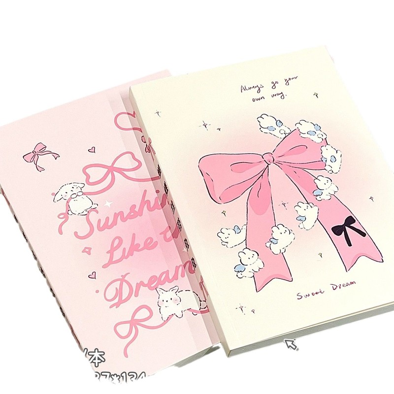 新作A5空虚本蝶結びウサギins高颜値少女心メモ帳学生は絵画の草稿を厚くした|undefined