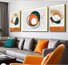 网红莫兰迪立雕画晶瓷镶钻立体客厅装饰画鹿三联组合现代北欧挂画