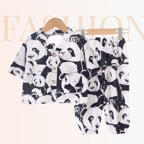 Children's new cotton velvet set with relaxed thin air conditioning clothes for big kids, unisex home wear set