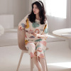 Cotton summer pijama, sleeves, set for leisure, comfortable trousers, with short sleeve, simple and elegant design, loose fit