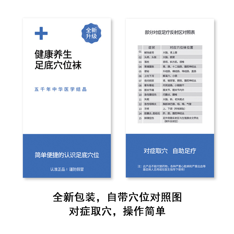 Calcetines de acupuntura de masaje de pies transfronterizos personalizados Ziying Japonés Terapia de pies Cuidado de la salud Meridian Cuidado de la salud Calcetines ilustrados de puntos de pies