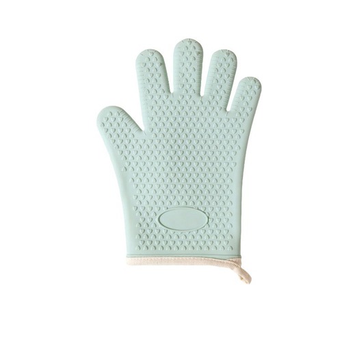 Kitchen microwave oven silicone heat-resistant thickened anti-scalding gloves with added cotton waterproof home baking gloves