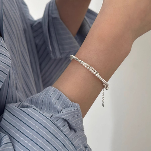Korean version of niche heavy industry pearl broken silver beaded bracelet for women light luxury niche exquisite and versatile gift for besties trendy hand jewelry