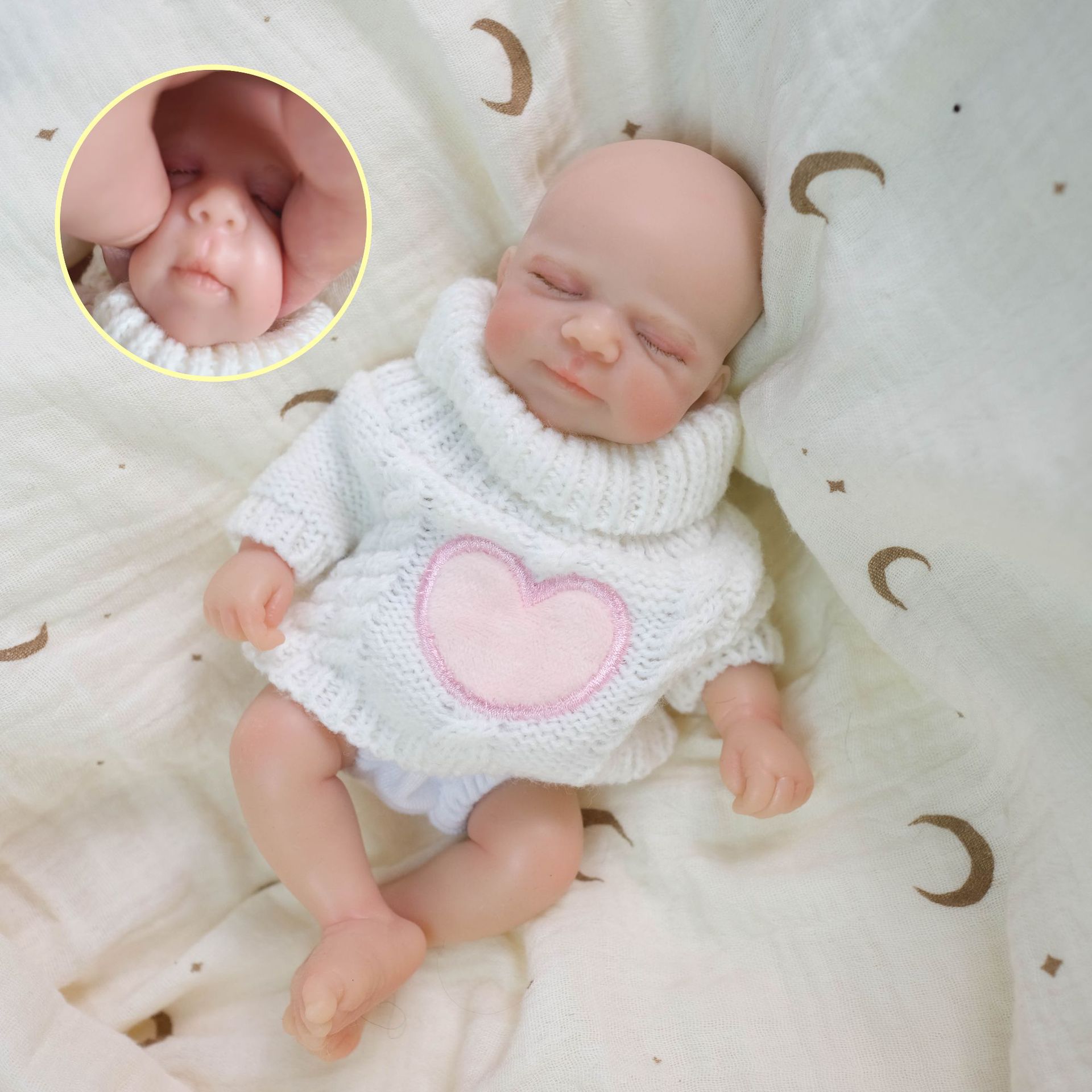 8 pulgadas polvo de suéter blanco amor parche de silicona sólida muñeca de simulación para niños Navidad sólida silicona