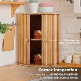 竹制面包箱卷帘门厨房收纳零食箱烘焙店蛋糕披萨整理箱