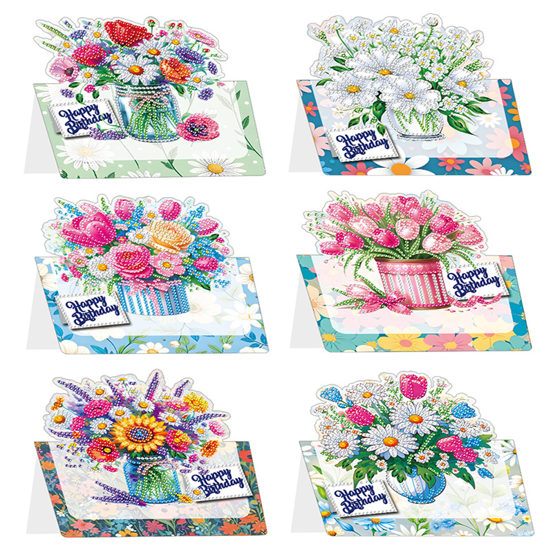 Nuevos productos transfronterizos de pintura de diamantes tarjetas de felicitación para niñas adornos de gemas 5D arte de bordado decoración de escritorio de oficina en el hogar