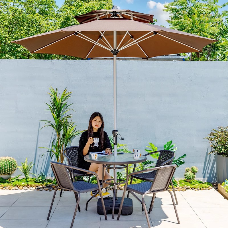 Juego de mesa y sillas de patio de hierro forjado con sillas de mimbre, para jardín
