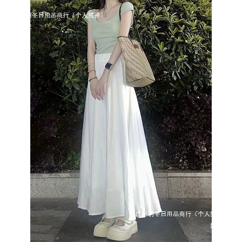 Нежный ветер белая юбка женского пола новый летний зонтик юбка темперамент талия тонкая и дикая средняя длинная юбка