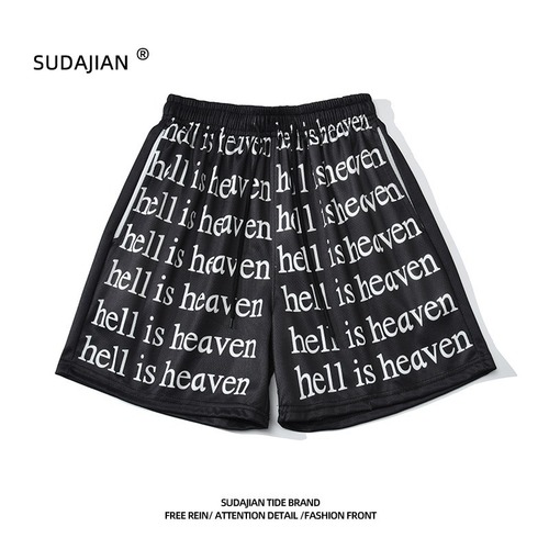 Men's Inseam Short Shorts Basketball Pants, Mesh Style, Loose Fit, Summer Sports Training, Breathable and Quick-Drying, Four-Pocket Fashion Shorts