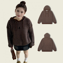 韩国小众潮牌RestandRecreation连帽针织衫女秋冬RR条纹毛衣外套