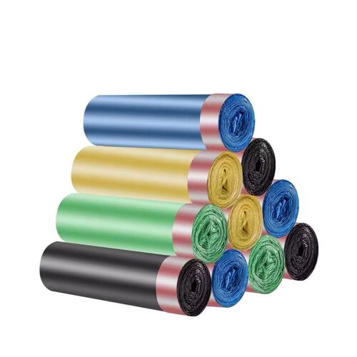 Household garbage bags, increased size and thickness, drawstring handle, black and colorful disposable plastic bags, factory wholesale