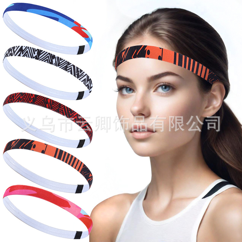 Cross-border Sports Fine Hair Band Yoga Fitness Headband Sweat Guide Band Sweat Absorbent Bands Silicone Non-slip Breathable Hair Band