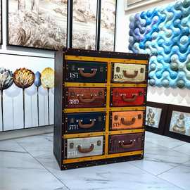 复古皮具斗柜店面道具家具床头柜理发柜彩色柜餐厅柜角几柜立柜