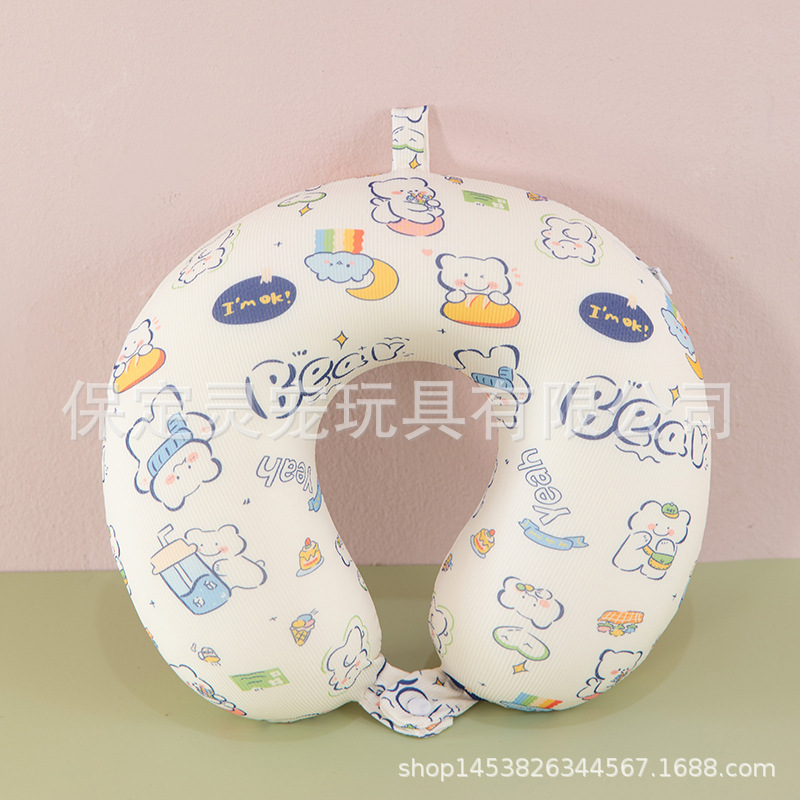 Almohada en forma de U de algodón con memoria de color sólido Almohada redonda para el cuello de viaje Almohada en forma de U de algodón con memoria cabeza con logotipo impreso al por mayor image 21