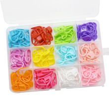 跨境新款12格180枚彩色塑料小别扣盒装糖果色编织辅助记号工具