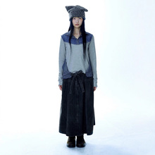 现货 复古做旧牛仔棉蝴蝶结半身裙女2025秋季宽松系带长裙coyse*o