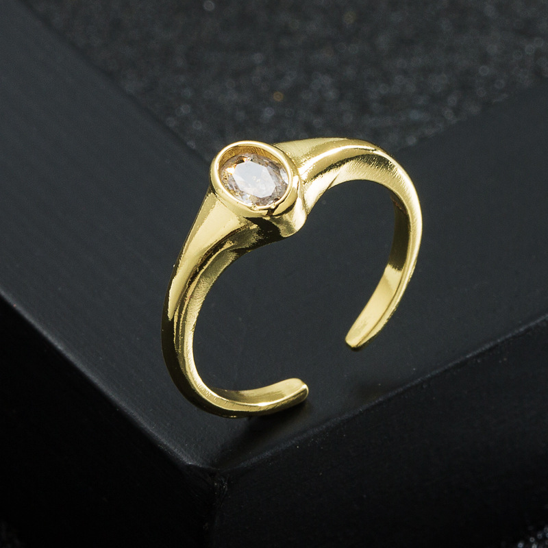 Mode Neue Kupfer Überzug 18k Gold Micro Intarsien Zirkon Offenen Weiblichen Hohl Ring display picture 4