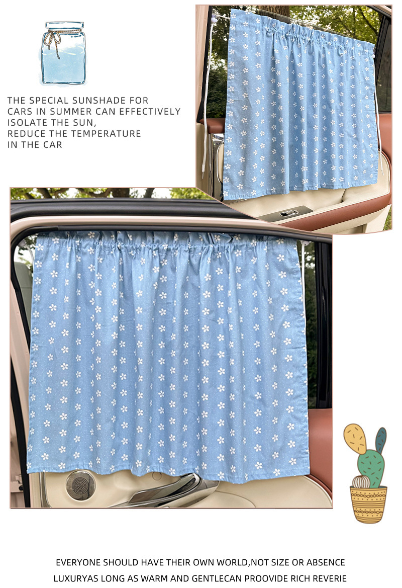 Car Sunshade Summer Baby Car Sun Protection Heat Insulation Sunshade Cotton Suction Cup Car Privacy Curtain