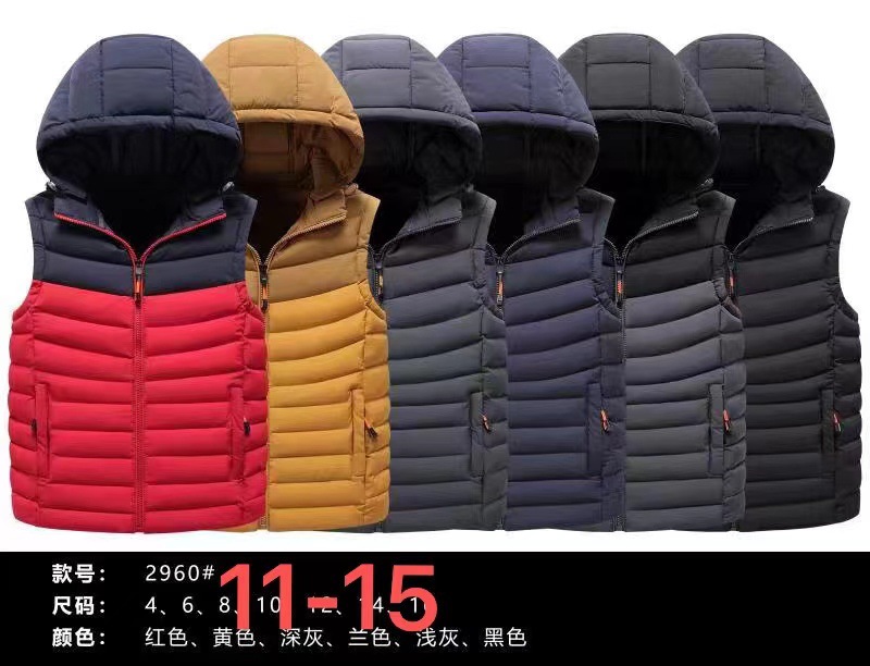 2023 chaleco de costilla transfronteriza para niños mayores chaqueta de algodón engrosada con forro polar con capucha de algodón raqueta de algodón ropa de niños europeos y americanos al por mayor
