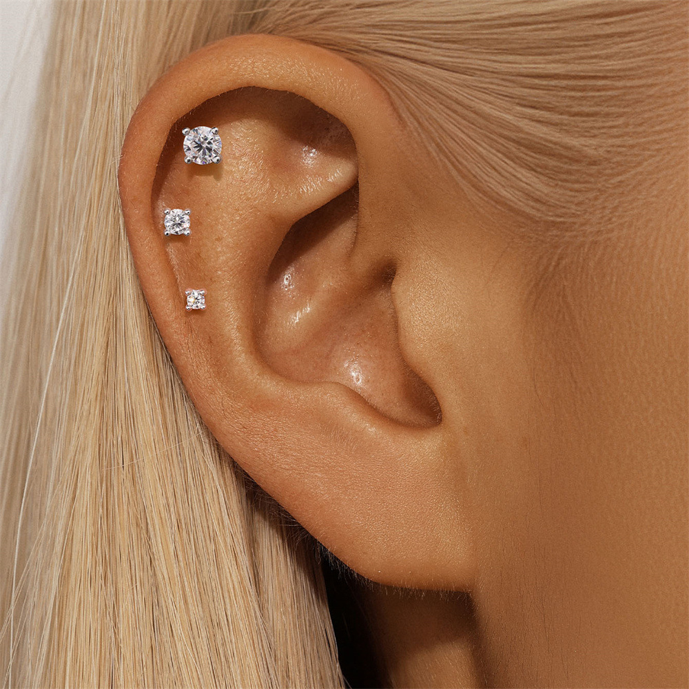 3g Weight Zircon Inlay Material Ear Studs Classification Ear Cartilage Rings & Studs Piercing Type 1 Piece Quantity Daily Occasion 925 Sterling Silver Material Geometric Pattern All Seasons Season Unisex Gender Elegant, Simple Style Style 1 Piece Ear Cartilage Rings & Studs Elegant Simple Style Geometric 925 Sterling Silver Zircon Ear Cartilage Rings & Studs 7
