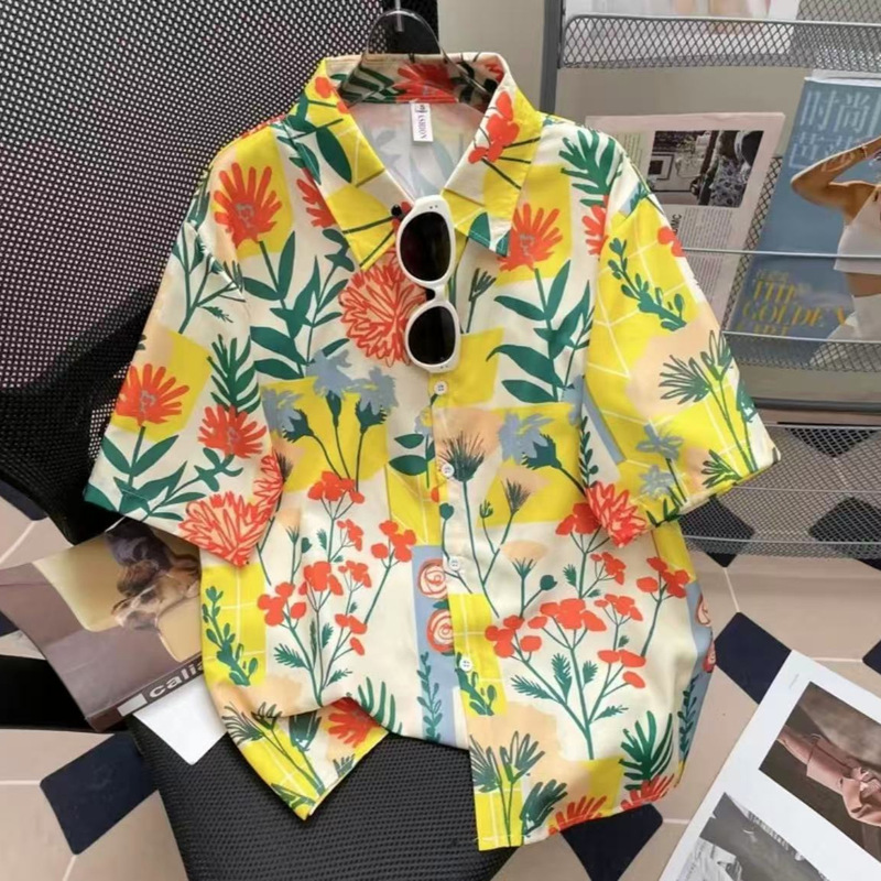 Indonesian and Malaysian Style Floral Print Shirt T-Shirt Summer Unisex Short Sleeve Elastic Thai Festival Plant Design Indonesian and Malaysian Style Floral Print Shirt T-Shirt Summer Unisex Short Sleeve Elastic Thai Festival Plant Design
