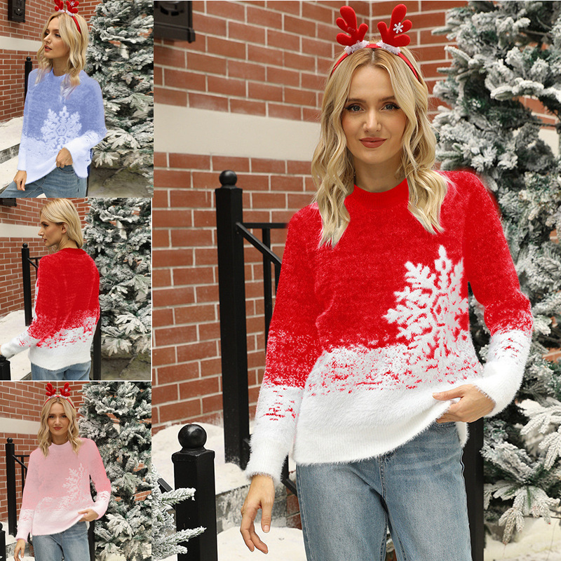 European and American Sweater 2025 New Autumn Sweater Amazon Aliexpress Independent Station Christmas Knitted New Year Women's Sweater European and American Sweater 2025 New Autumn Sweater Amazon Aliexpress Independent Station Christmas Knitted New Year Women's Sweater